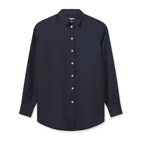 MOS Mosh , Classic Linen Shirt with Long Sleeves ,Blue female, Sizes: