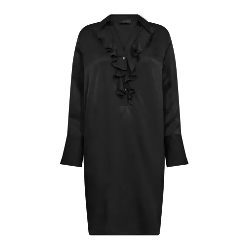 MOS Mosh , Feminine Black Dress with Flounce Details ,Black female, Sizes:
