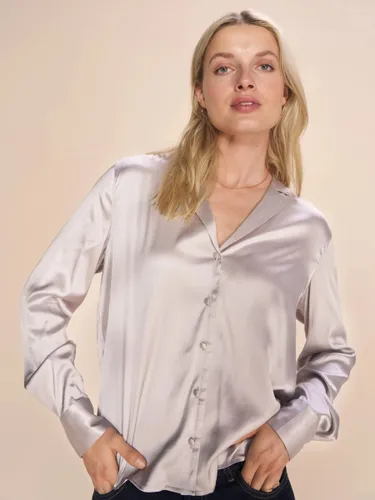 MOS MOSH Finley Satin Shirt, Quiet Gray - Quiet Gray - Female