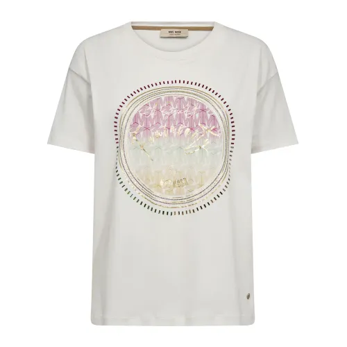 MOS Mosh , Glam Tee Top with Graphic Print ,White female, Sizes: