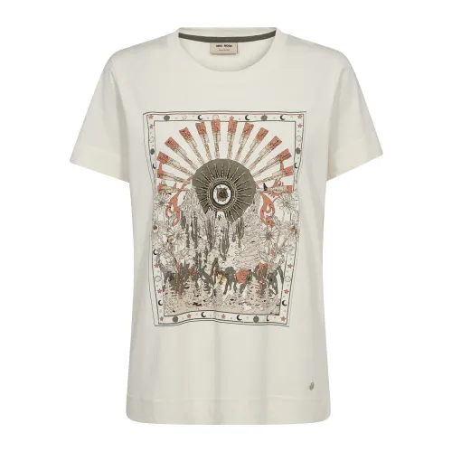 MOS Mosh , Graphic Print Tee Top with Sequins ,Beige female, Sizes:
