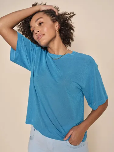MOS MOSH  Kit Lurex Short Sleeve T-Shirt - Blue Aster - Female