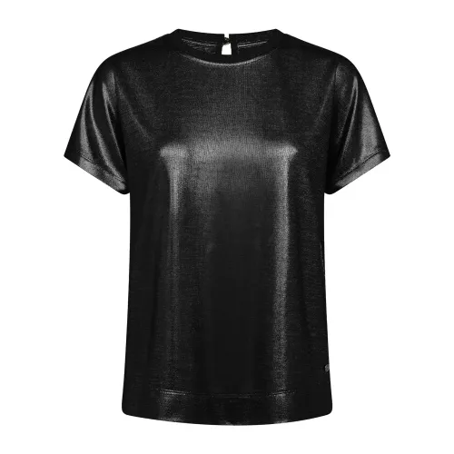MOS Mosh , Metallic Foil Tee Top in Black ,Black female, Sizes:
