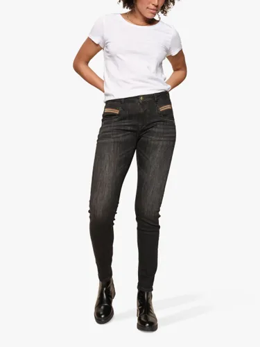 MOS MOSH Naomi Chain Brushed Slim Fit Jeans, Black - Black - Female