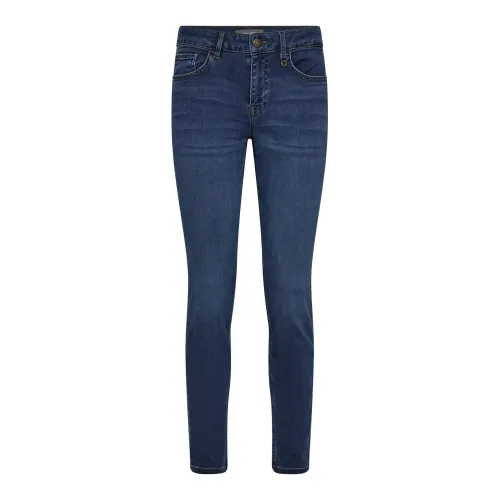MOS Mosh , Slim-Fit High Rise Blue Jeans with Embroidery ,Blue female, Sizes: