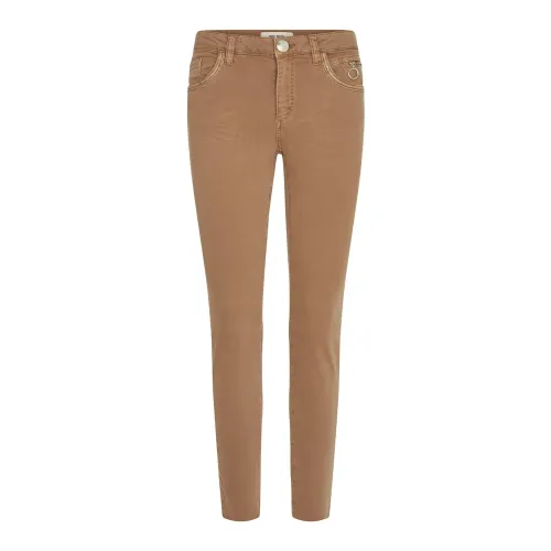 MOS Mosh , Slim Fit Jeans with Embroidered Details and Belt Loops ,Brown female, Sizes: