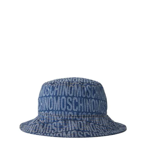 MOSCHINO All-Over Logo Denim Bucket Hat - Blue