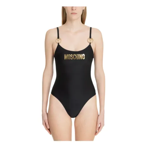Moschino , Beachwear with Iconic Logo Print ,Black female, Sizes: