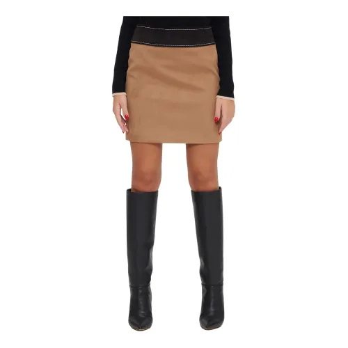Moschino , Beige Suede Mini Skirt ,Beige female, Sizes: