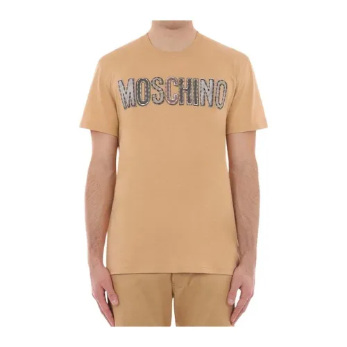 Moschino , Beige T-shirts and Polos ,Beige male, Sizes:
