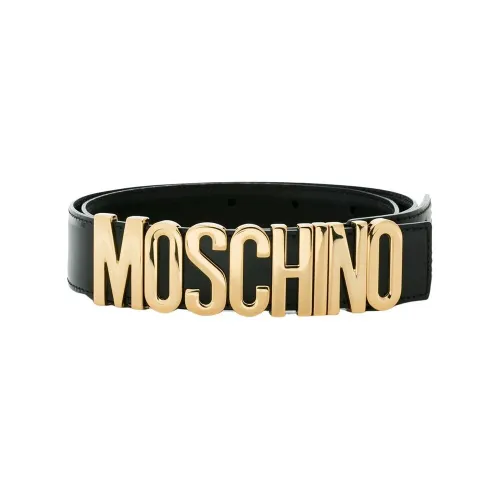 Moschino , Belt In Leather With Logo ,Black female, Sizes: