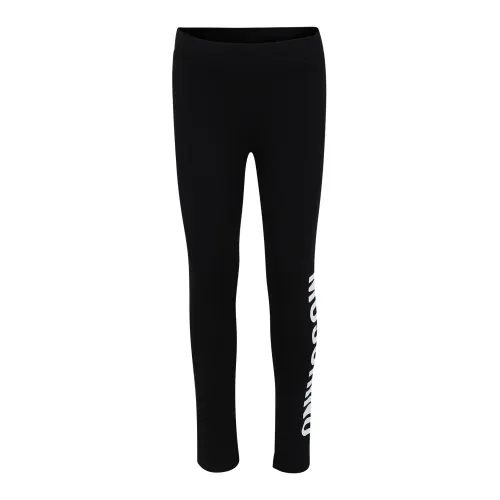 Moschino , Black Cotton Logo Leggings ,Black female, Sizes:
