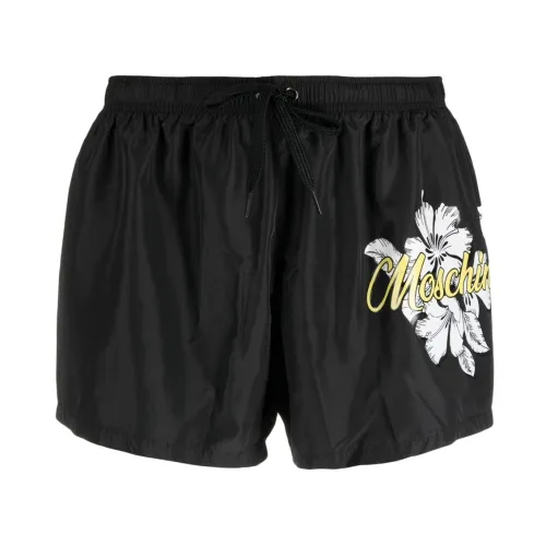 Moschino , Black Floral Print Swim Shorts for Men ,Black male, Sizes: