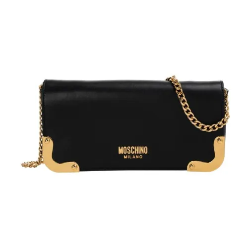 Moschino , Black Leather Shoulder Bag with Removable Strap ,Black female, Sizes: ONE SIZE
