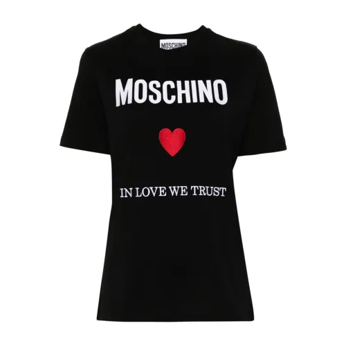 Moschino , Black Logo Print Top ,Black female, Sizes: