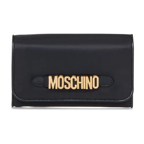 Moschino , Black Nylon Wallet with Chain Strap ,Black female, Sizes: ONE SIZE