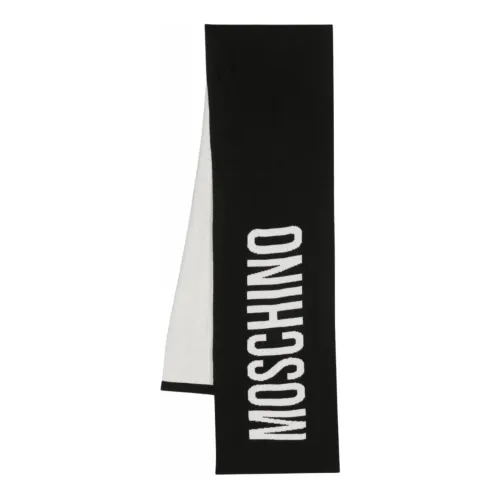 Moschino , Black Scarf with Bicolor Design and Logo ,Black male, Sizes: ONE