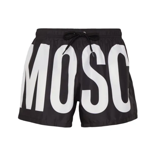 Moschino , Black Swim Shorts with Printed Logo ,Black male, Sizes: