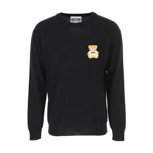 Moschino , Black Teddy Bear Crewneck Sweatshirt ,Black male, Sizes: