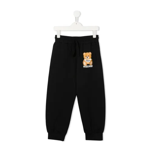 Moschino , Black Teddy Bear-print Track Pants ,Black male, Sizes: