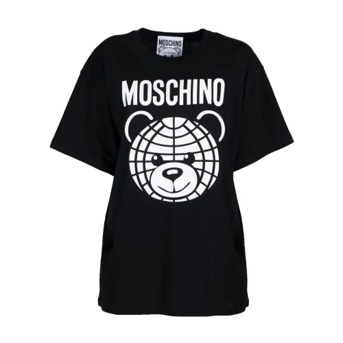 Moschino , Black World Teddy Crewneck T-Shirt ,Black female, Sizes: