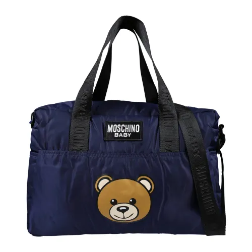 Moschino , Blue Mom Bag with Teddy Bear Logo ,Blue unisex, Sizes: ONE SIZE