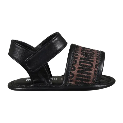 Moschino , Brown Leather Sandals with Velcro Closure ,Brown male, Sizes: