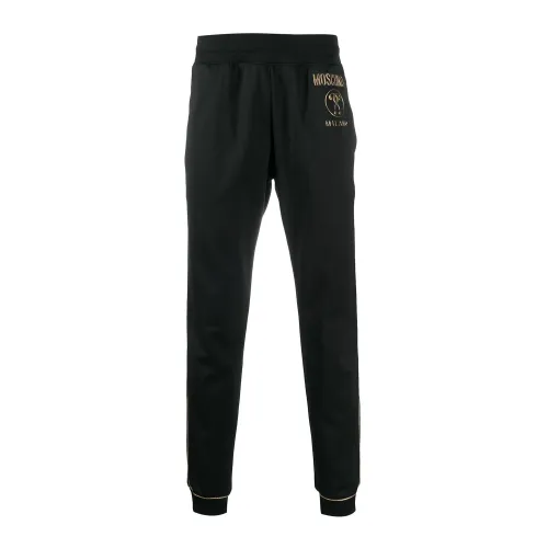 Moschino , Casual Cotton Joggers with Gold Logo ,Black male, Sizes: