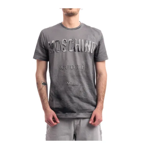 Moschino , Cotton Jersey T-shirt ,Gray male, Sizes: