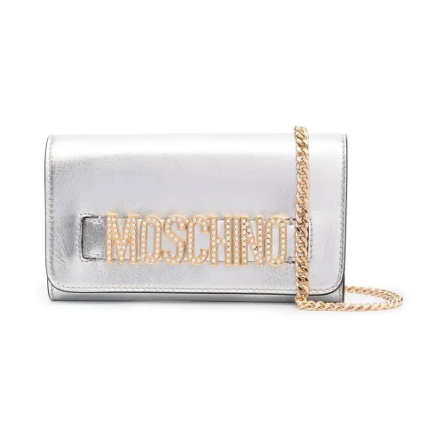 Moschino , Crystal Silver Clutch Wallet ,Gray female, Sizes: ONE SIZE