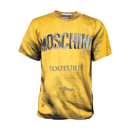 Moschino , Dark Yellow Trompe LOeil T-Shirt ,Yellow male, Sizes: