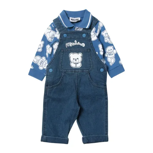 Moschino , Denim Dresses with All-Over Print ,Blue unisex, Sizes: