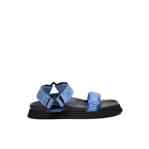 Moschino , Denim Logo Sandals ,Blue male, Sizes: