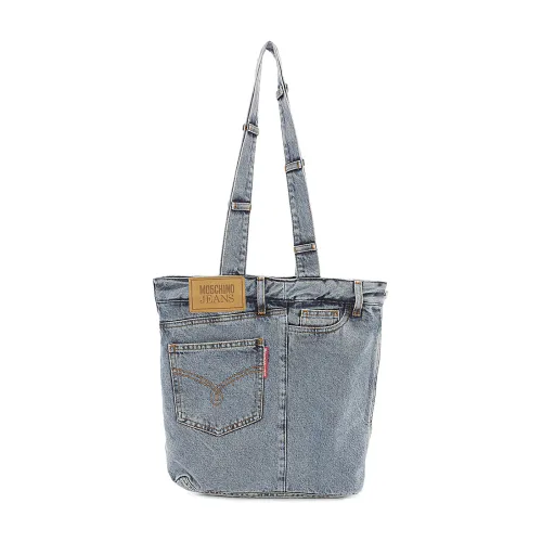 Moschino , Denim Shopping Bag with Heritage Finish ,Blue female, Sizes: ONE SIZE