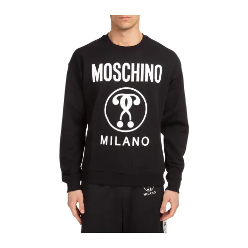 Moschino , Double Question Mark Sweatshirt ,Black male, Sizes: