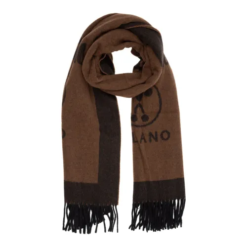 Moschino , Double Question Mark Wool scarf ,Brown female, Sizes: ONE