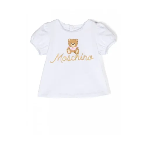 Moschino , Embroidered Bear T-Shirt ,White female, Sizes: