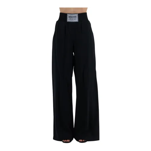Moschino , Flat Wide Trousers ,Black female, Sizes: