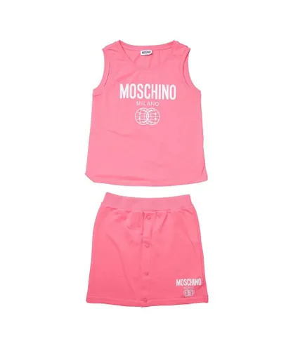 Moschino Girls Girl's Milano Tank and Skirt Set in Pink Cotton