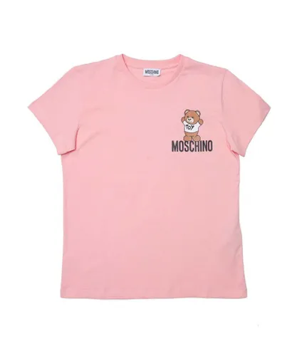 Moschino Girls Girl's Teddy Bear Logo T-Shirt in Pink Cotton