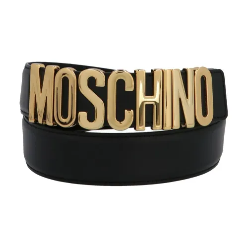 Moschino , Golden Metal Logo Belt ,Yellow male, Sizes: