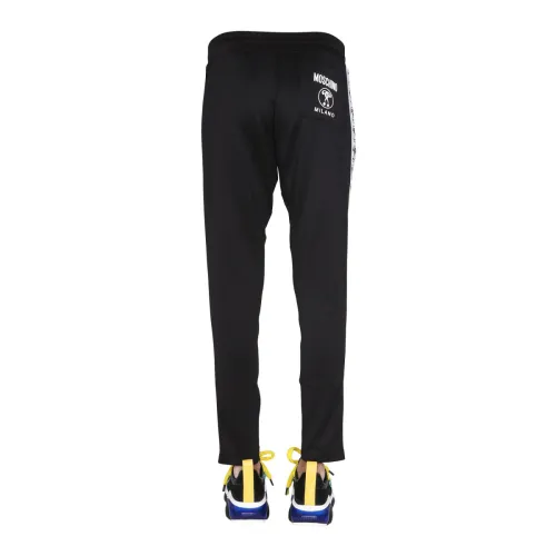 Moschino , JacQurd Logo Track Pants ,Black male, Sizes: