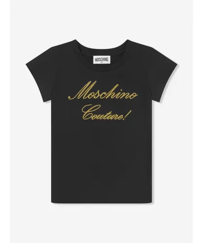 Moschino Kid Kids Girls Couture Logo T-Shirt - Black
