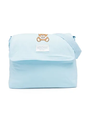 Moschino Kids Leo Teddy-print cotton changing bag - Blue
