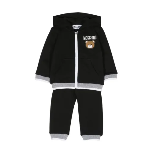Moschino , Kids Sport Set with Hoodie and Pants ,Black unisex, Sizes: