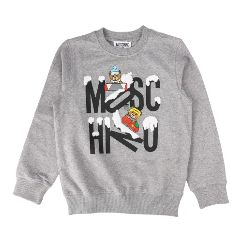 Moschino , Kids Sweatshirt - Regular Fit - Grey ,Gray male, Sizes: