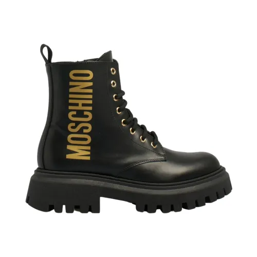 Moschino , Lace-up Boots ,Black female, Sizes: