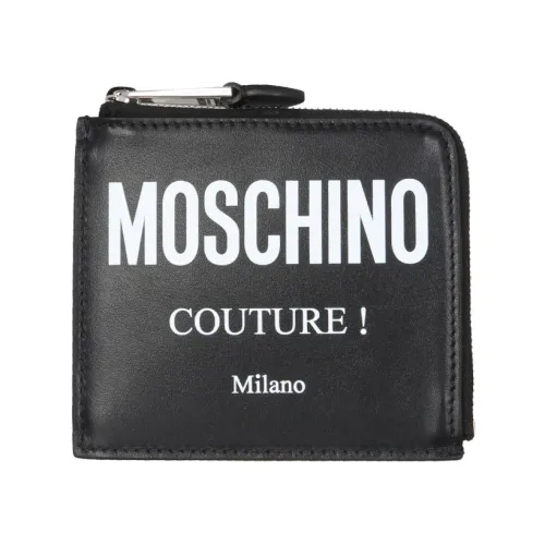 Moschino , Leather Logo Square Wallet ,Black male, Sizes: ONE SIZE