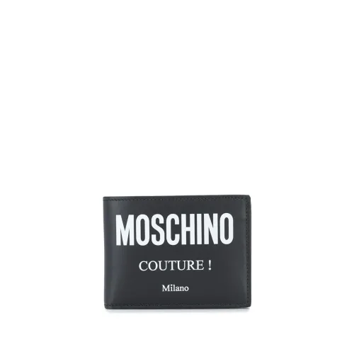 Moschino , Leather Logo Wallet ,Black male, Sizes: ONE SIZE