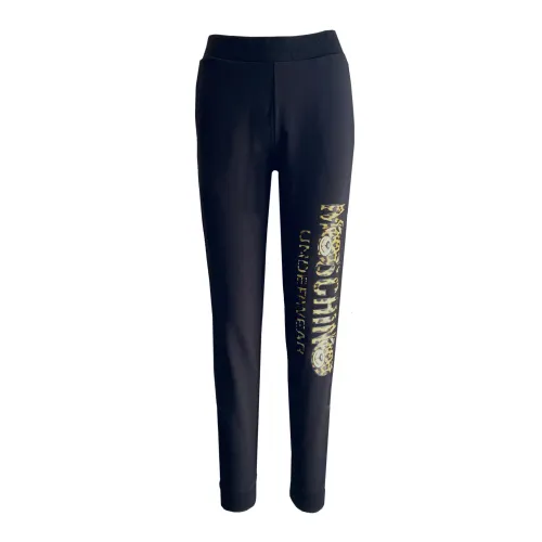 Moschino , Leopard Logo Track Pants ,Black male, Sizes: